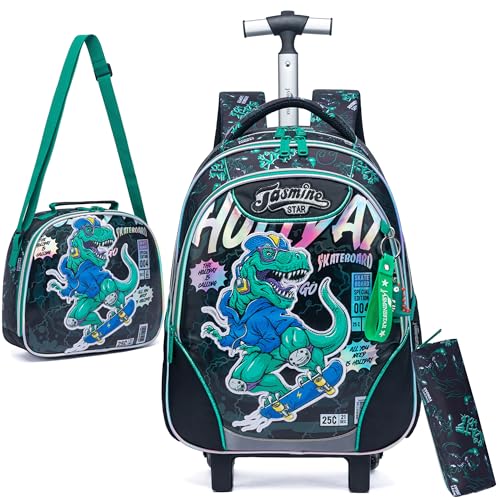 HTgroce Dinosaurio Mochila Con Ruedas Niño, Mochila Ruedas Niño, Mochilas Escolares Con Ruedas 8 años