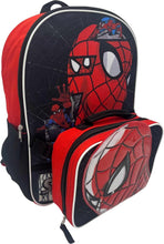 Cargar imagen en el visor de la galería, Fast Forward Mochila desplegable con licencia para niños de 16 pulgadas con lonchera (Spiderman-negro), Multi colorido, Spiderman-negro