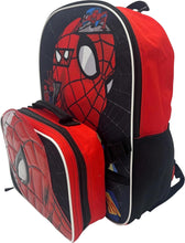 Cargar imagen en el visor de la galería, Fast Forward Mochila desplegable con licencia para niños de 16 pulgadas con lonchera (Spiderman-negro), Multi colorido, Spiderman-negro