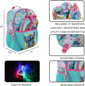 Disney Lilo & Stitch 5-Piece Backpack & Lunchbox Set