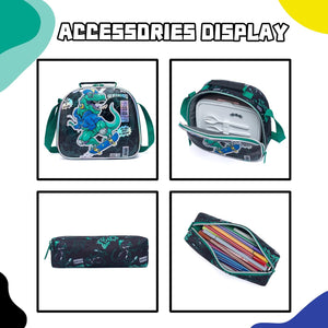 Mochilas escolares para niñas con lonchera, mochila escolar para niñas, juego de mochila escolar bonita para jardín de infantes, 10 Dinosaurio, Compacto