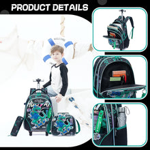 Cargar imagen en el visor de la galería, HTgroce Dinosaurio Mochila Con Ruedas Niño, Mochila Ruedas Niño, Mochilas Escolares Con Ruedas 8 años