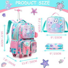 Cargar imagen en el visor de la galería, Meetbelify Cute Cat Rolling Backpack with Wheels for Girls Rolling Backpacks with Lunch Box for Elementary School Students 3 in 1 Kids Travel Luggage Suitcase for Girls Age 8-10