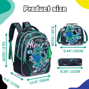 Mochilas escolares para niñas con lonchera, mochila escolar para niñas, juego de mochila escolar bonita para jardín de infantes, 10 Dinosaurio, Compacto