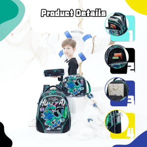 Mochilas escolares para niñas con lonchera, mochila escolar para niñas, juego de mochila escolar bonita para jardín de infantes, 10 Dinosaurio, Compacto
