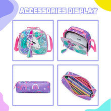 Cargar imagen en el visor de la galería, Meetbelify Unicorn Rolling Backpack for Girls Backpacks with Wheels for Elementary Preschool Students 3 in 1 Carry on Travel Luggage Kids Suitcase with Lunch Box Pencil Case for Girls Age 8-10