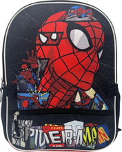Cargar imagen en el visor de la galería, Fast Forward Mochila desplegable con licencia para niños de 16 pulgadas con lonchera (Spiderman-negro), Multi colorido, Spiderman-negro
