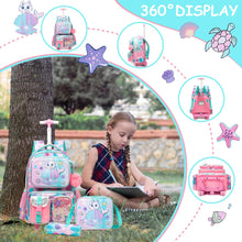 Cargar imagen en el visor de la galería, Meetbelify Cute Cat Rolling Backpack with Wheels for Girls Rolling Backpacks with Lunch Box for Elementary School Students 3 in 1 Kids Travel Luggage Suitcase for Girls Age 8-10