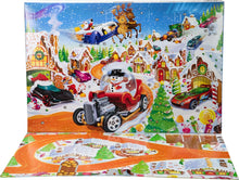 Cargar imagen en el visor de la galería, Hot Wheels Toy Cars &amp; Playset, 2025 Advent Calendar with 10 Vehicles in 1:64 Scale, 10 Ornament Clips &amp; 14 Winter-Themed Accessories