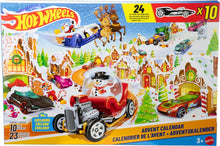 Cargar imagen en el visor de la galería, Hot Wheels Toy Cars &amp; Playset, 2025 Advent Calendar with 10 Vehicles in 1:64 Scale, 10 Ornament Clips &amp; 14 Winter-Themed Accessories