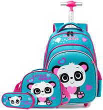 Cargar imagen en el visor de la galería, Meetbelify Unicorn Rolling Backpack for Girls Backpacks with Wheels for Elementary Preschool Students 3 in 1 Carry on Travel Luggage Kids Suitcase with Lunch Box Pencil Case for Girls Age 8-10