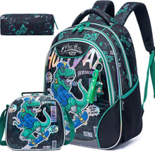 Cargar imagen en el visor de la galería, Mochilas escolares para niñas con lonchera, mochila escolar para niñas, juego de mochila escolar bonita para jardín de infantes, 10 Dinosaurio, Compacto