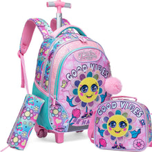 Cargar imagen en el visor de la galería, Meetbelify Unicorn Rolling Backpack for Girls Backpacks with Wheels for Elementary Preschool Students 3 in 1 Carry on Travel Luggage Kids Suitcase with Lunch Box Pencil Case for Girls Age 8-10