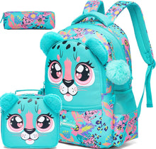 Cargar imagen en el visor de la galería, Kids Backpacks for Girls School Bag Cute Girls Backpacks Ages 8-10 with Lunch Box Pencil Case Bookbag Set Travel Backpack for Preschool Kindergarten Elementary Students