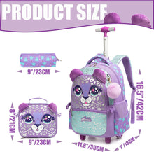 Cargar imagen en el visor de la galería, Set de Mochila con rueda, lonchera y cartuchera - Gatita Lila