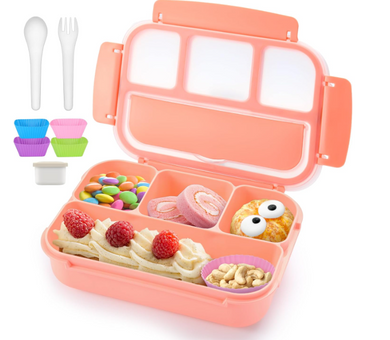 Lonchera Bento Box con accesorios- Color Rosado (Modelo 1)