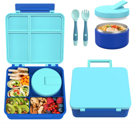 Bento box con compartimiento para comida caliente- color azul