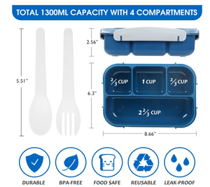 Set de Lonchera Completo- Bento Box, Lonchera y Accesorios (Color Azul )
