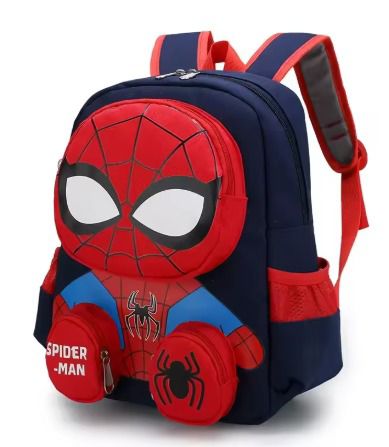 Mochila Infantil 3D de Spiderman – Ideal para Pequeños Aventureros - Azul marino