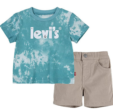 Conjunto Levis - Niños (Tshirt TYD verde aqua - pantalon corto crema)