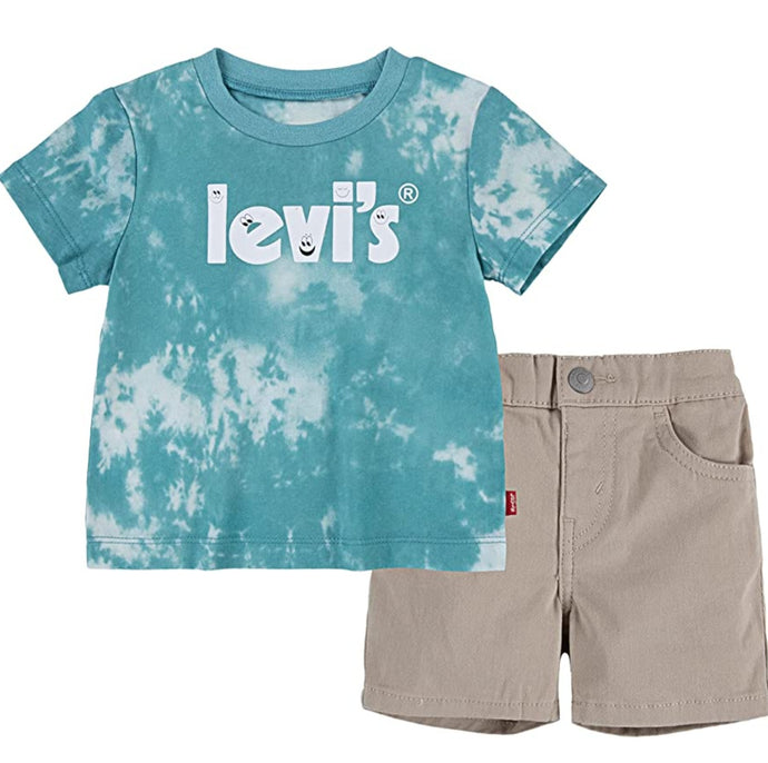Conjunto Levis - Niños (Tshirt TYD verde aqua - pantalon corto crema)